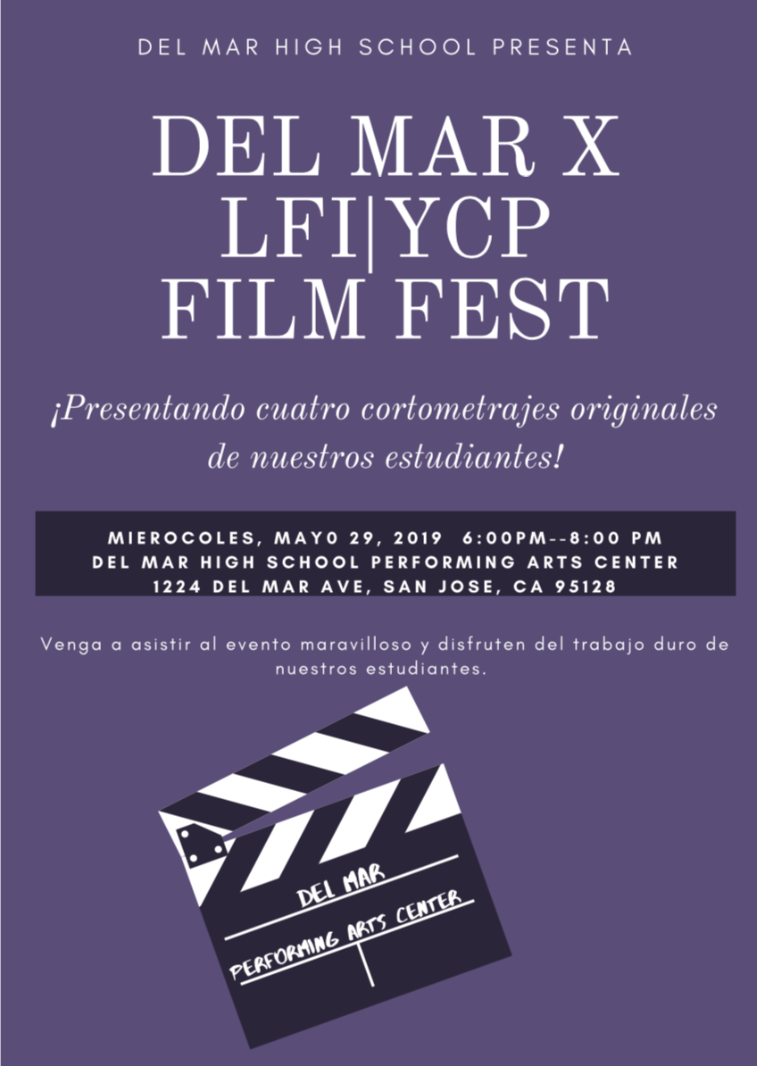 Image of poster for Latino Film Institute / Youth Cinema Project Film Fest on May 29 in Spanish